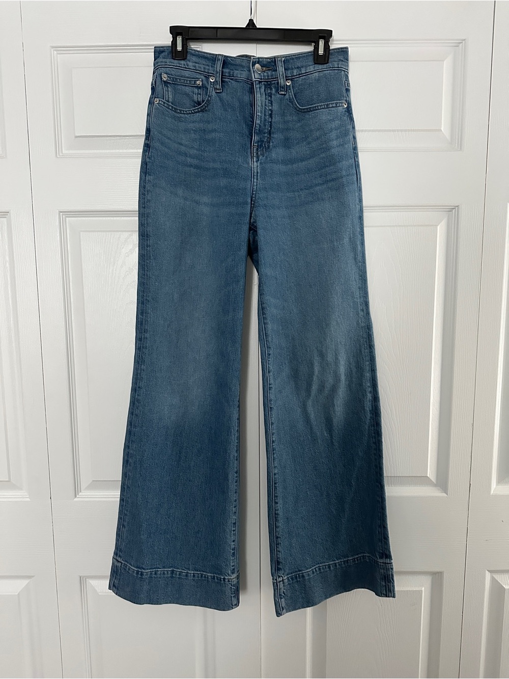 J. Crew High-Rise Wide Leg Trouser Jeans in Blue Wash